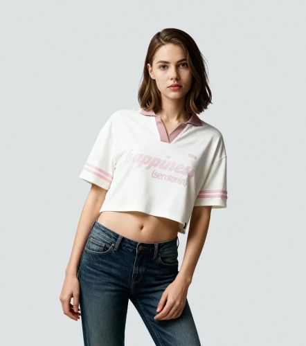 Nohe Blusa Crop Tipo Polo Estampada TyperRS