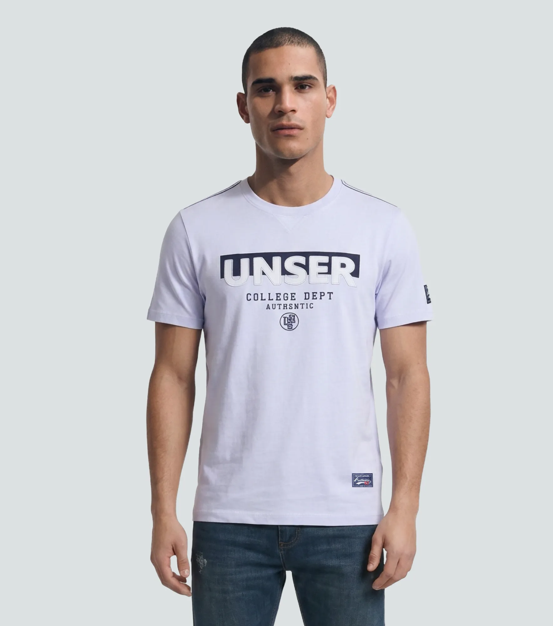 Slim Matias T Shirt Unicolor Con Estampado Unser 833227 BL