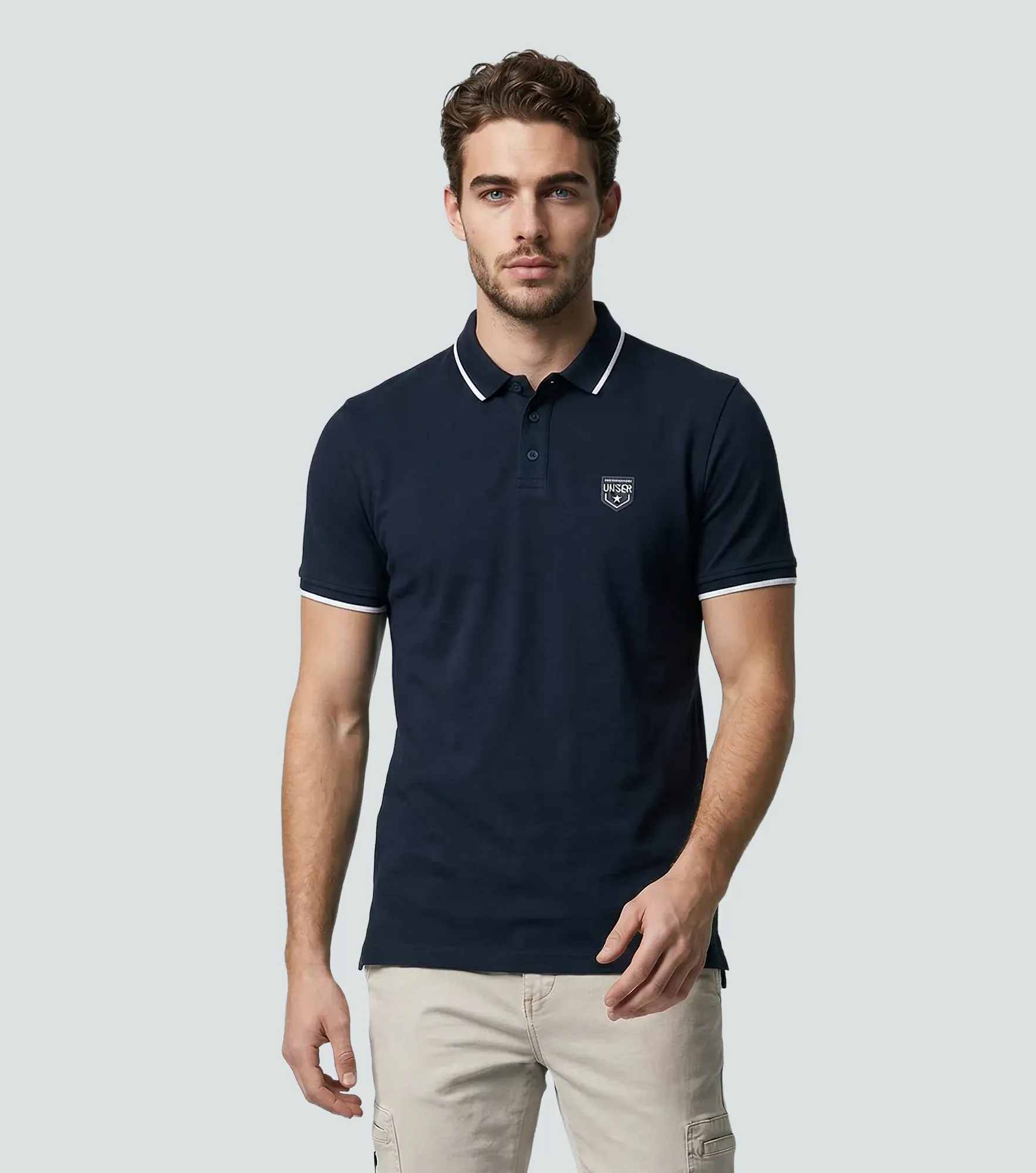 Slim Julian Polo Unicolor Con Bordado UnserAV