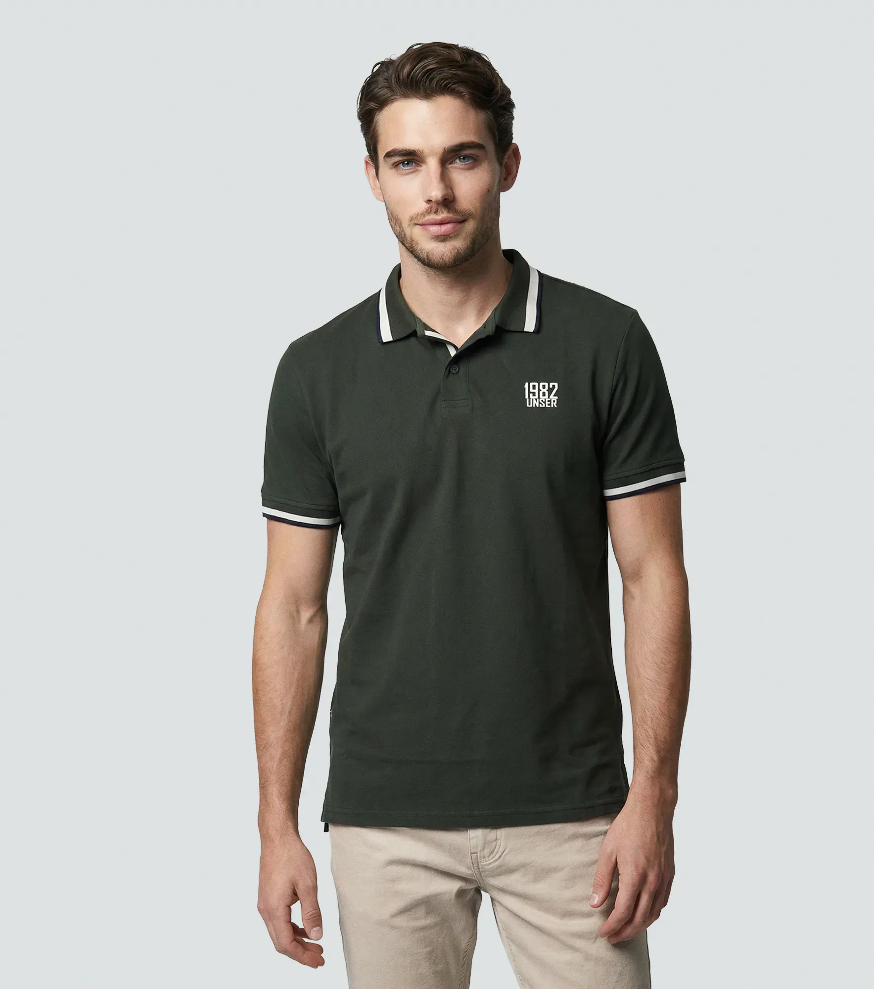 Comfort Yesid Polo Para Hombre Unicolor Manga Corta UnserVD