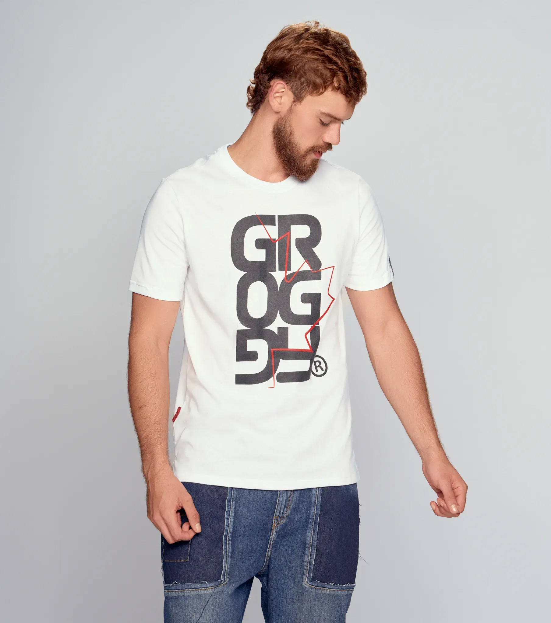 Darren T Shirt Slim Masculina Groggy 834153 BL