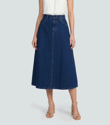 Falda En Indigo Acampanada Salome DerekAZ