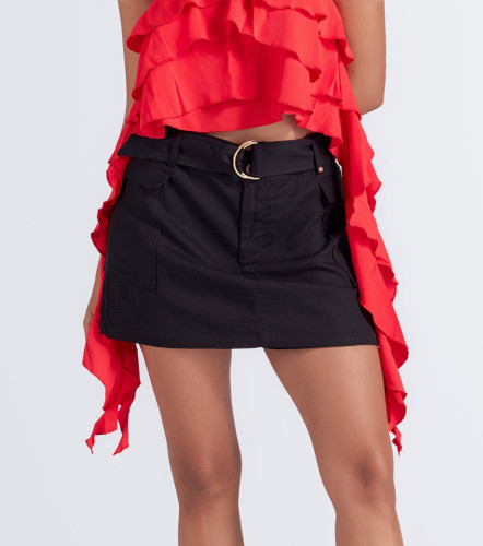 Falda Para Mujer Short En Lino Unicolor Anastacia DerekNG