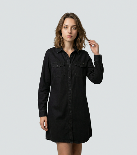 Jessy Vestido Manga Larga Unicolor Con Bolsillos En Delantero UnserNG