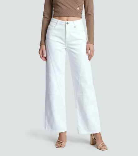 Pantalon Wide Leg En Drill Unicolor Andrew DerekBH
