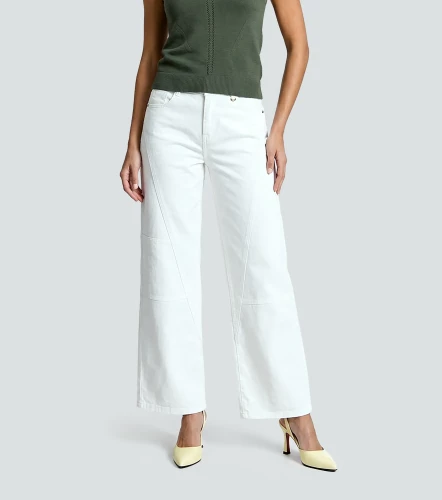 Pantalon Wide Leg En Drill Unicolor Andrew DerekBH