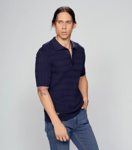 Polo Para Hombre Tejido Molderia Slim Unicolor UnserAZ