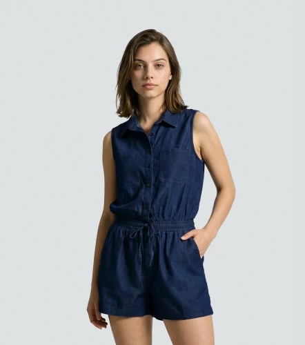 Saray Enterizo En Short Con Pretina Encauchada Y Bolsillos UnserAZ