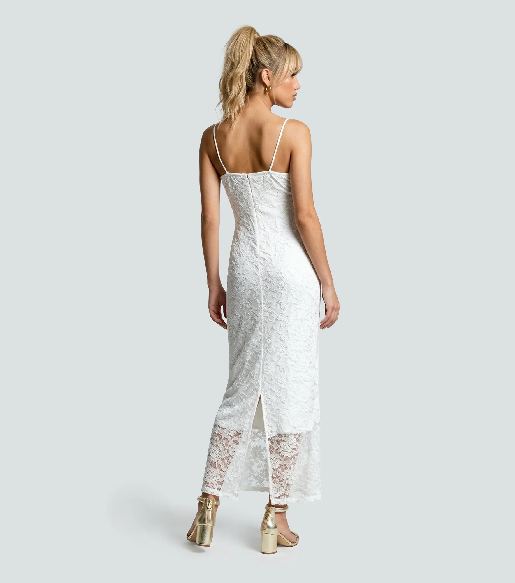 Vestido Largo Ajustado En Blonda Derek 836585 BL