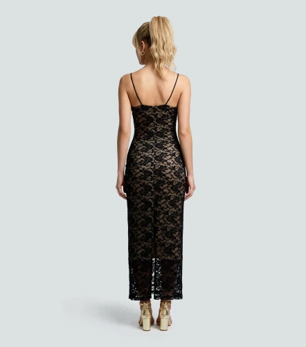 Vestido Largo Ajustado En Blonda DerekNG